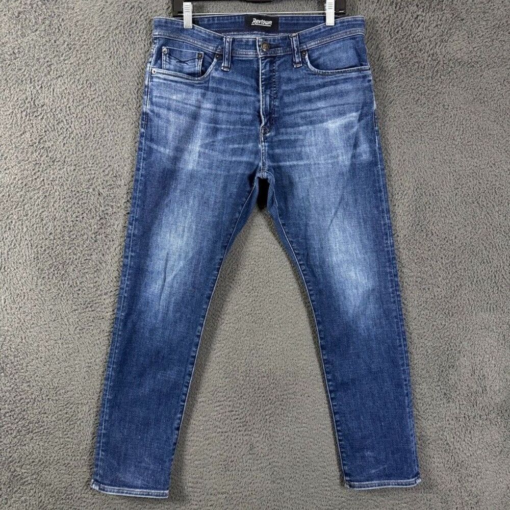 Revtown Jeans Mens 34x30 Blue Sharp Slim Fit Stretch Dark Wash Denim Pants